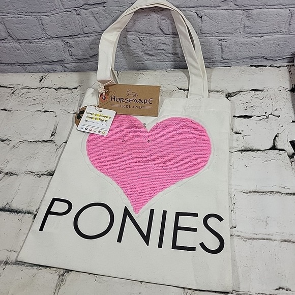 Horseware Handbags - Horseware Ireland Heart Ponies Canvas and‎ Sequins Tote - NEW